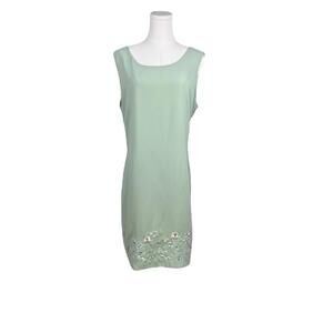 Women's Vintage R&K Originals Cottagecore Green Embroidered Dress 14